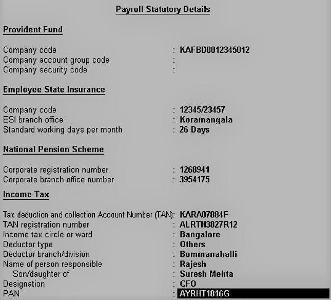 Enable Statutory Features of Payroll