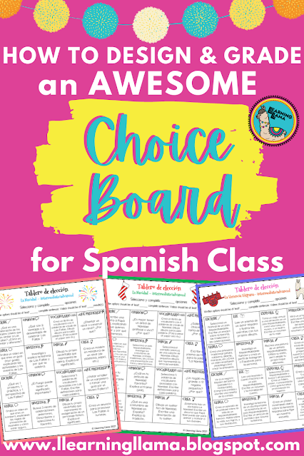 tips for creating choice boards for spanish class