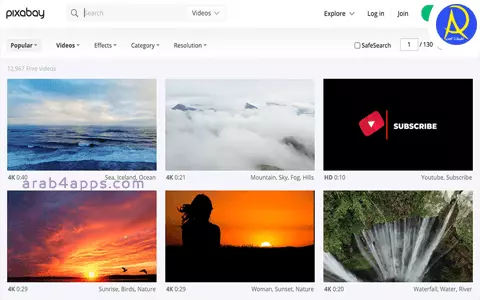 pixabay أفضل موقع لتحميل فيديوهات مجانية