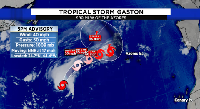 Se ha formado la tormenta tropical Gastón en el océano Atlántico