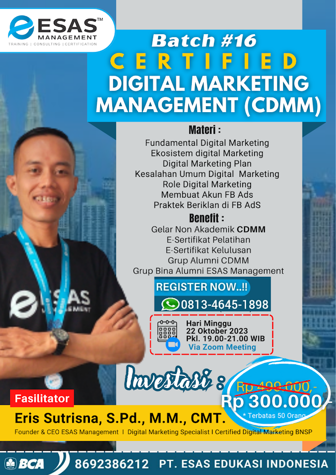 WA.0813-4645-1898 | Certified Digital Marketing Management (CDMM) 22 Oktober 2023