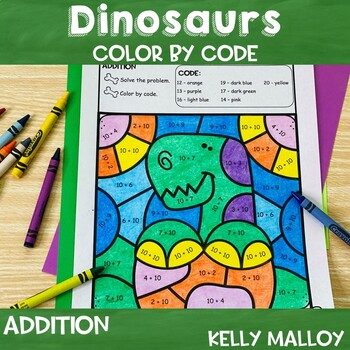 Dinosaur Color by Number Addition Pages