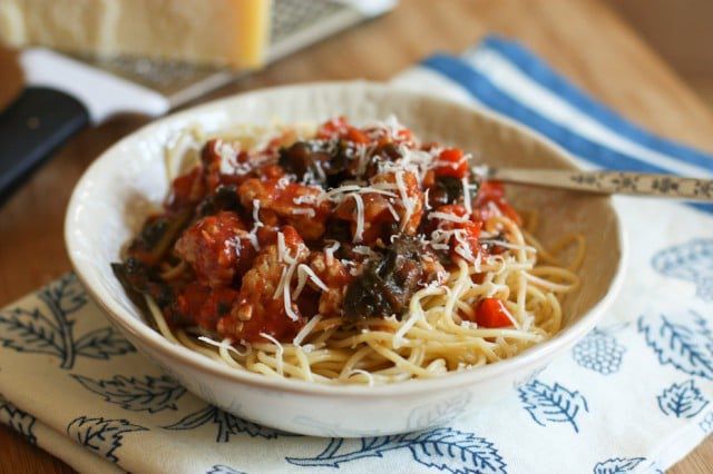 Spaghetti with Turkey and Kale Bolognese Recipe