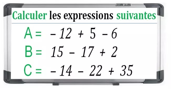Les nombres relatifs en écriture décimale maths 4éme exercice 2