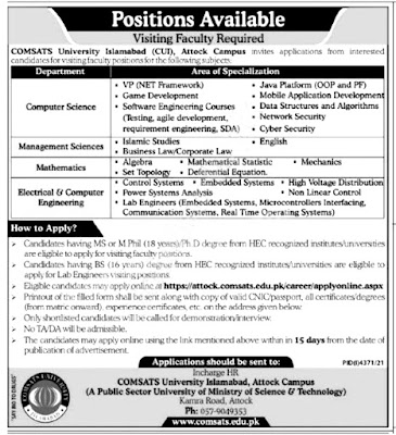 COMSATS University Of Islamabad Jobs 2022