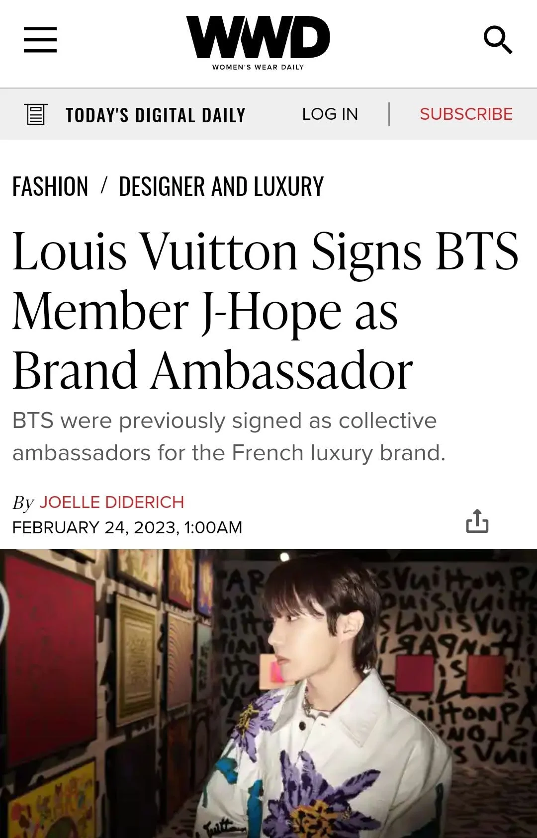 theqoo] BTS J-HOPE SIGNS WITH LOUIS VUITTON AS A BRAND AMBASSADOR