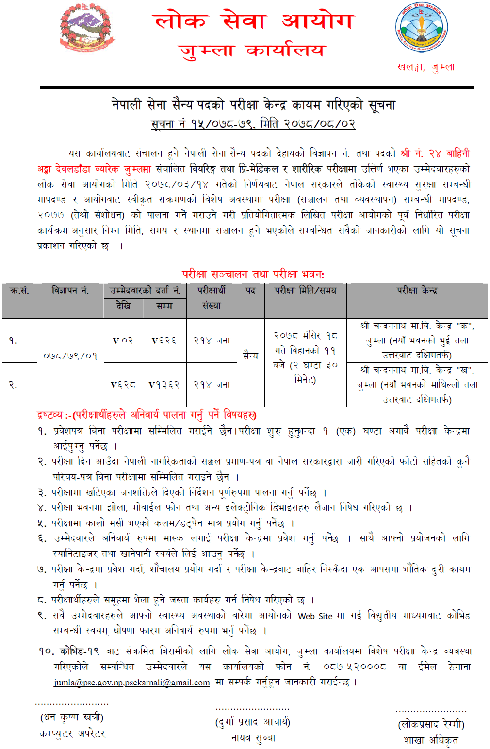 Nepal Army Sainya Written Exam Center