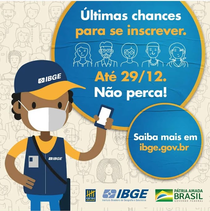 Concurso IBGE: O prazo limite de inscrição já é amanhã (29/12/21) e Santa Luzia do Pará é o município com menos inscritos da região de Capanema. 
