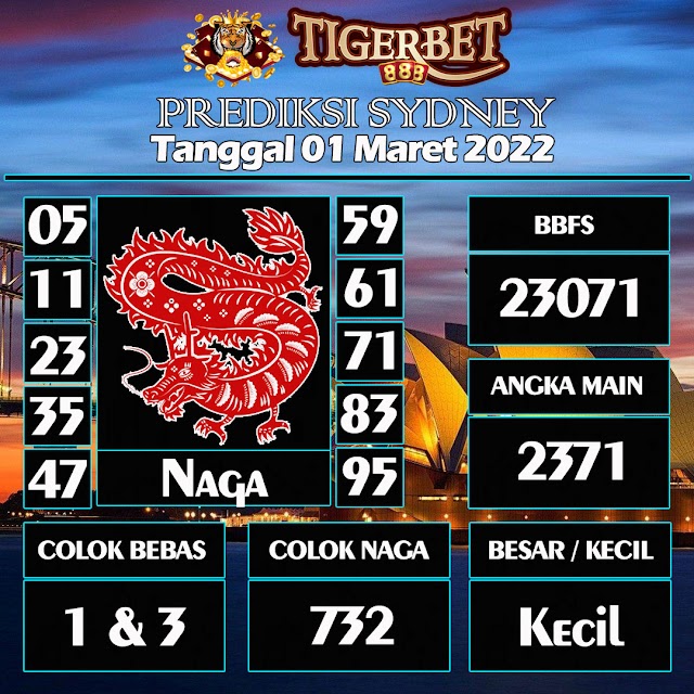 Prediksi Togel Sydney Tanggal 01 Maret 2022 Tigerbet888