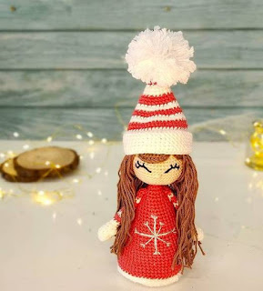 PATRON GRATIS MUÑECA NAVIDAD AMIGURUMI 47402 👩🎄