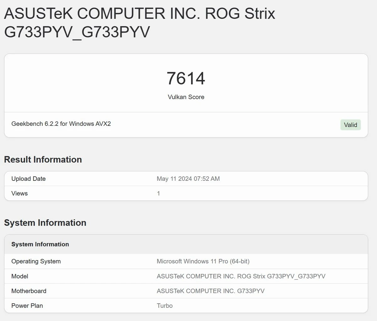 Benchmark Asus ROG Strix SCAR 17 G733PYV