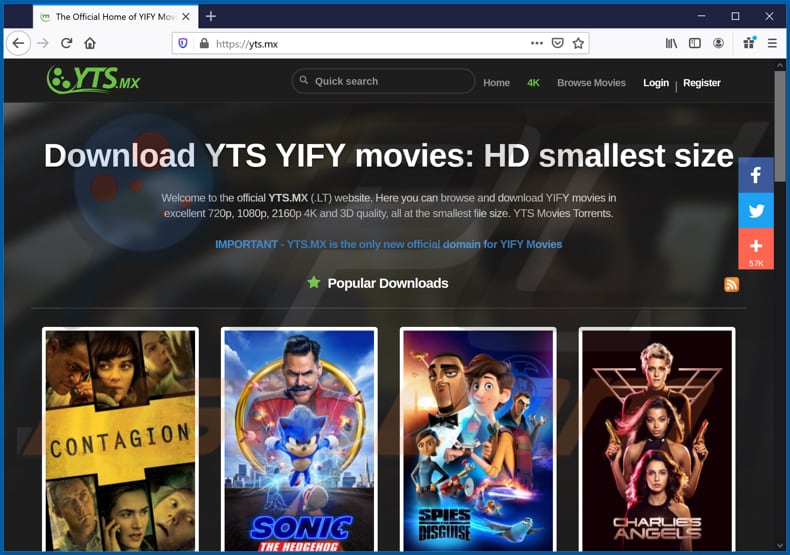 YTS donloading movie site