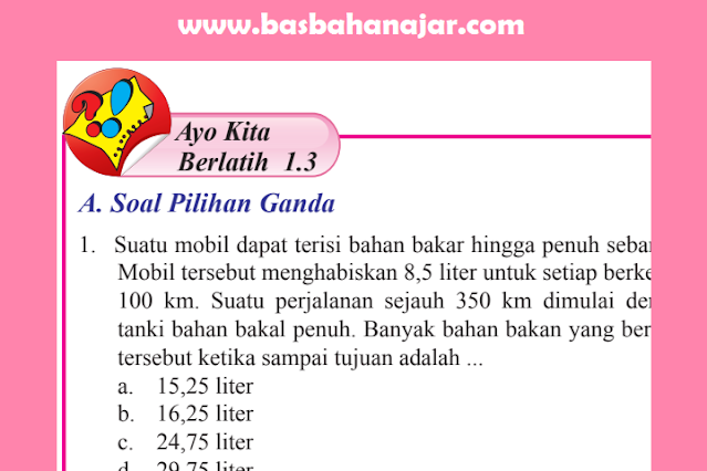 Kunci Jawaban MTK Kelas 7 Halaman 34 - 37 Ayo Kita Berlatih 1.3