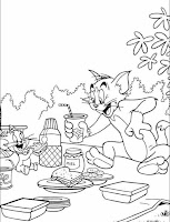 Tom and Jerry at the picnic coloring pages