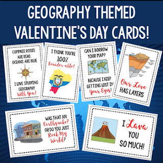 Geography Valentine's Day Cards