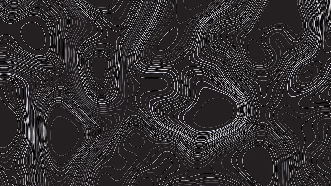 An abstract 4K black and white wallpaper with intricate topographic line patterns for a modern and sleek desktop background.