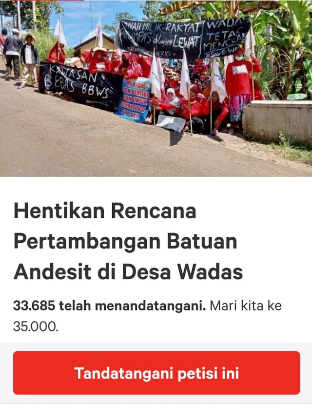 Petisi Dukung Warga Wadas Peroleh 33.000 Suara Dalam Dua Hari