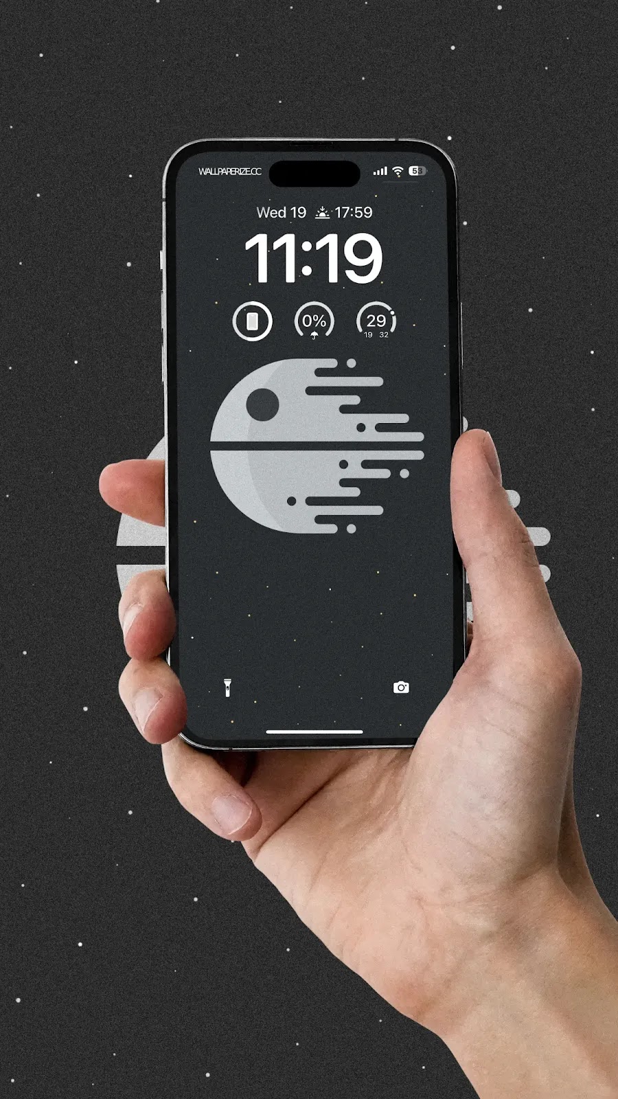 MINIMAL DEATH STAR WALLPAPER IPHONE 16 PRO MAX