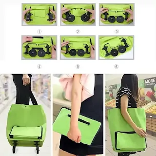 Shopping Cart Eco Friendly Foldable Tote Bags With Wheels Multifunction Trolley Luggage Organizer hown - store