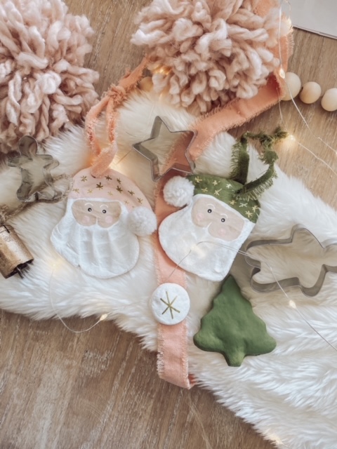 Salt dough santa ornaments