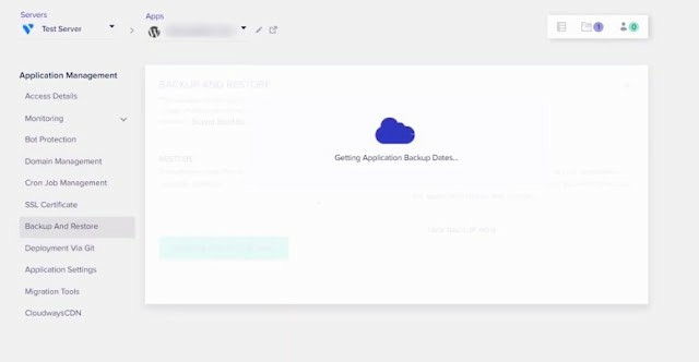 Application section from dashboard of Cloudways