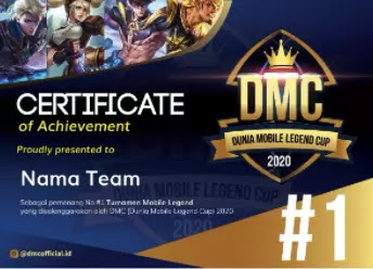 Contoh Sertifikat Mobile Legends Juara 1