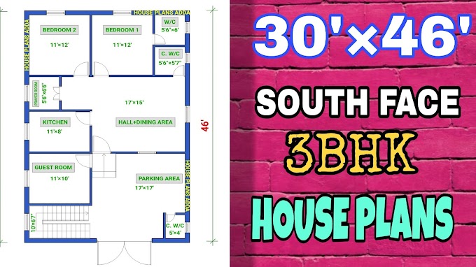 30 × 46 House Plan | South facing house with parking | 3bhk  