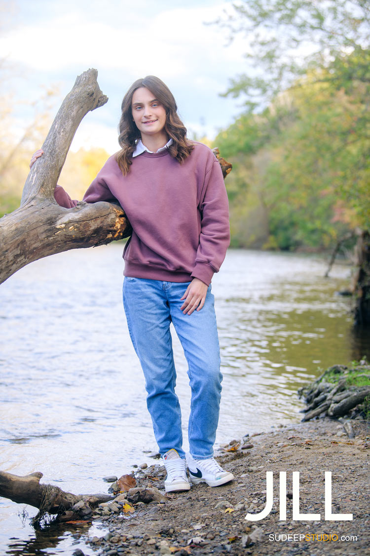 Skyline High School Senior Photos for Girls in Nature by Huron River in Nichols Arboretum by SudeepStudio.com Ann Arbor Senior Pictures Photographer