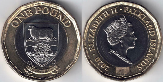 Falkland Islands 1 pound 2020 - New bimetallic circulation type