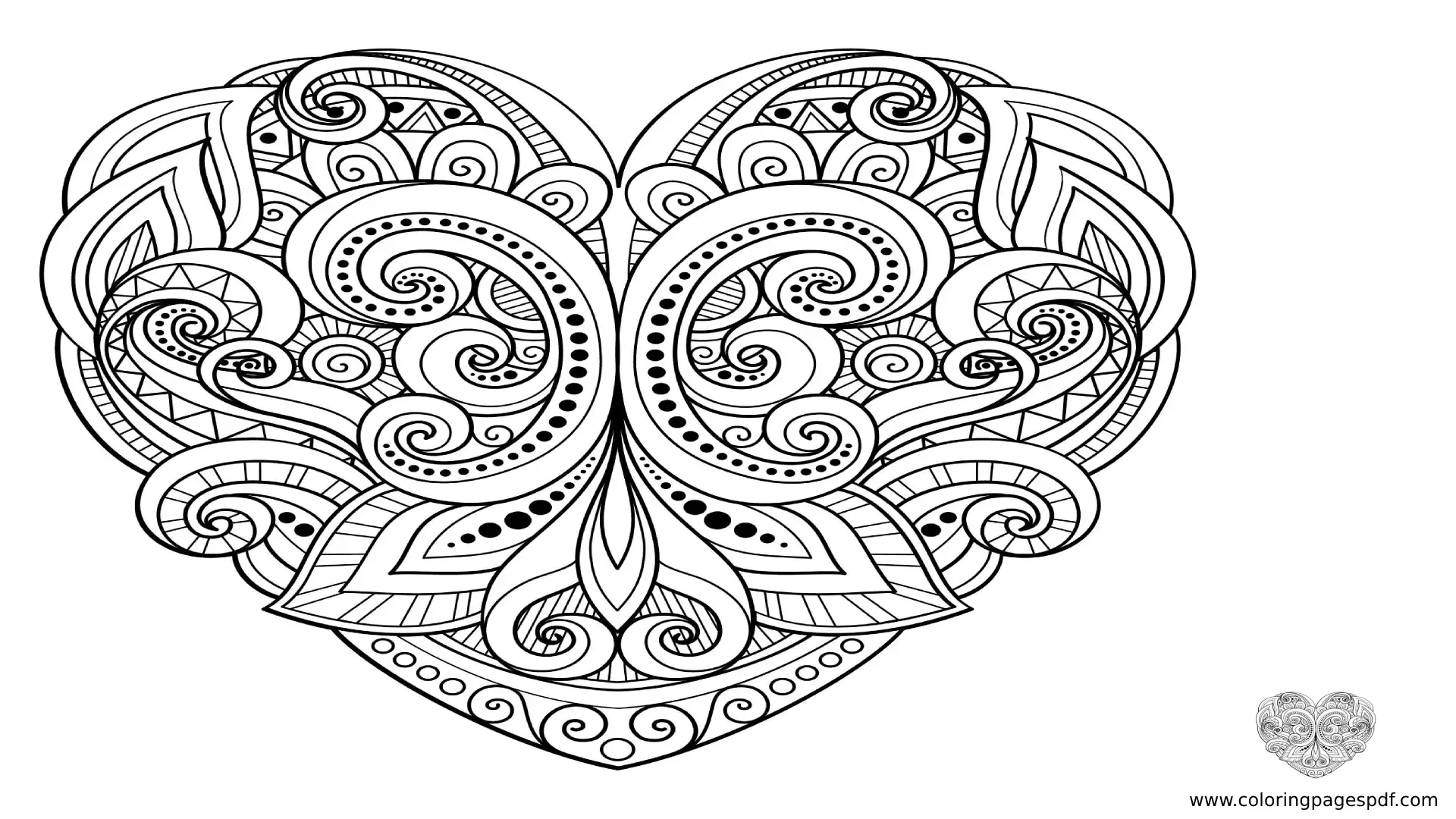 Coloring Pages Of A Detailed Heart Mandala