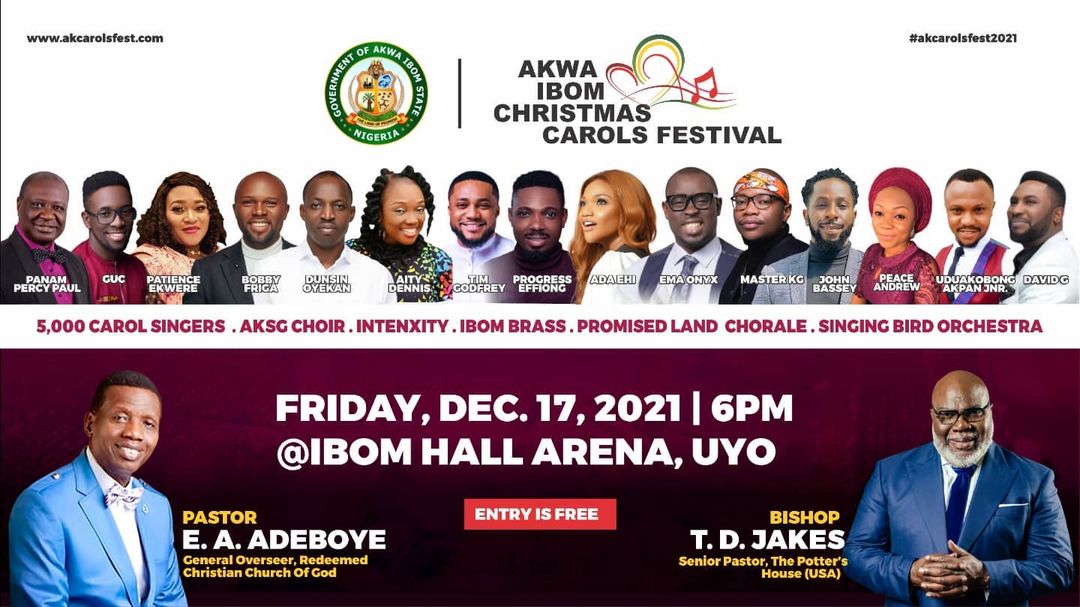Date, Time & Full Names of Gospel Ministers For 2021 Akwa Ibom Christmas Carol Festival