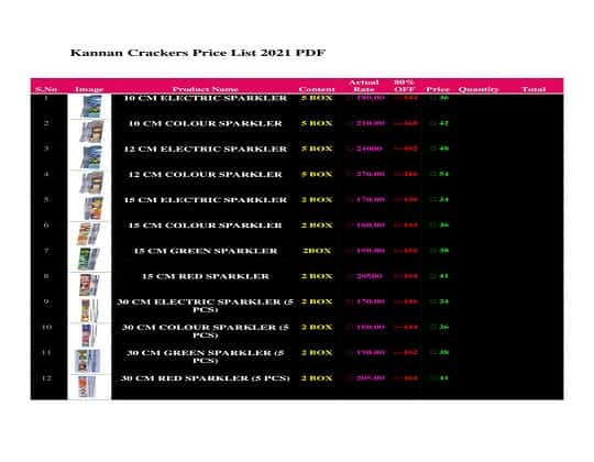 Kannan Crackers Price List Free PDF