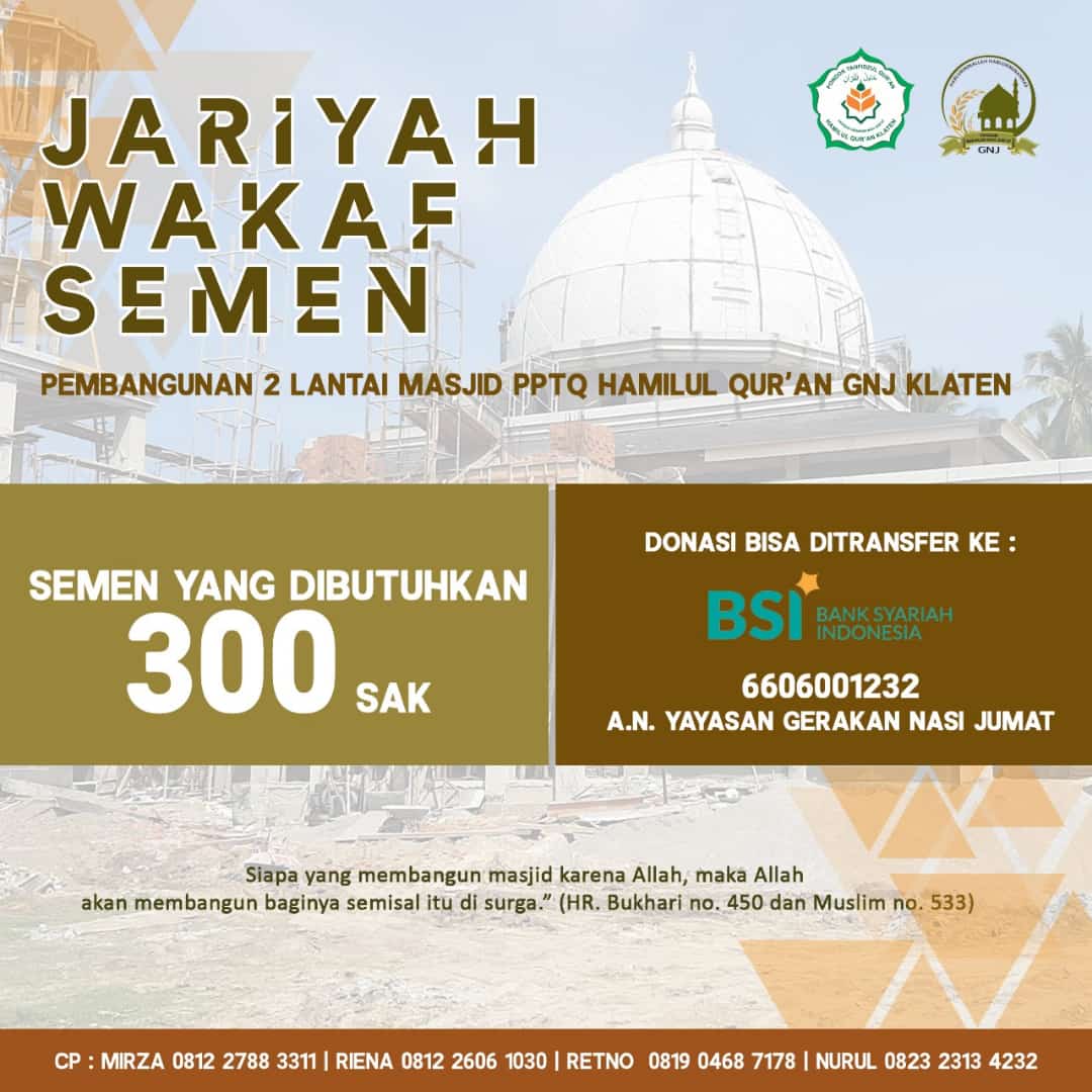 Jariyah Wakaf Semen Pembangunan Masjid