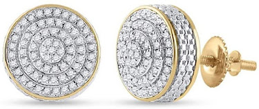 Round Gold Diamond Earrings For Men