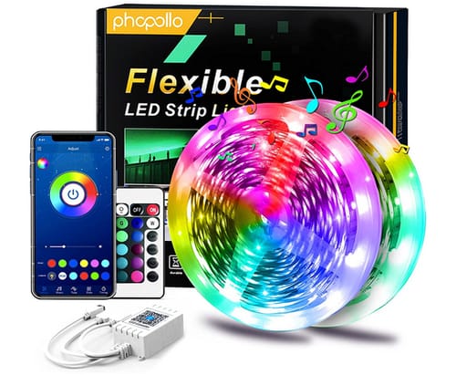 PHOPOLLO 100 ft Phone App Control Led Lights for Bedroom