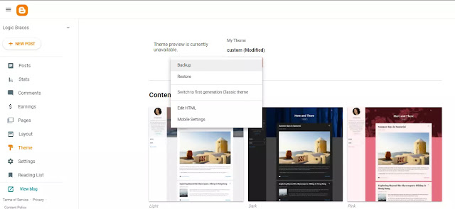Blogger Theme Back Up