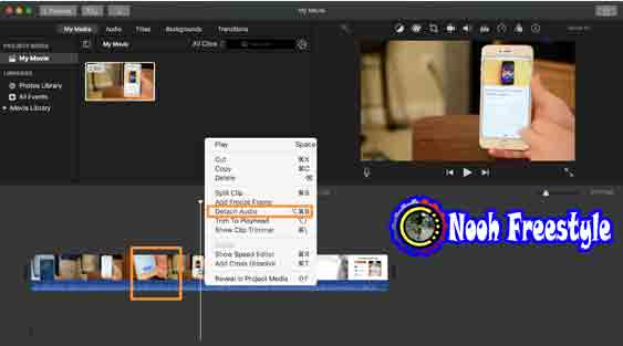 فصل الصوت في iMovie