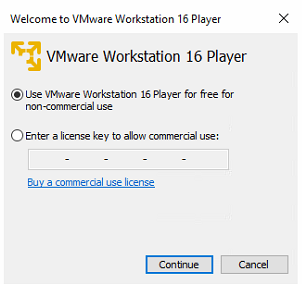 VMware workstation player enter licence