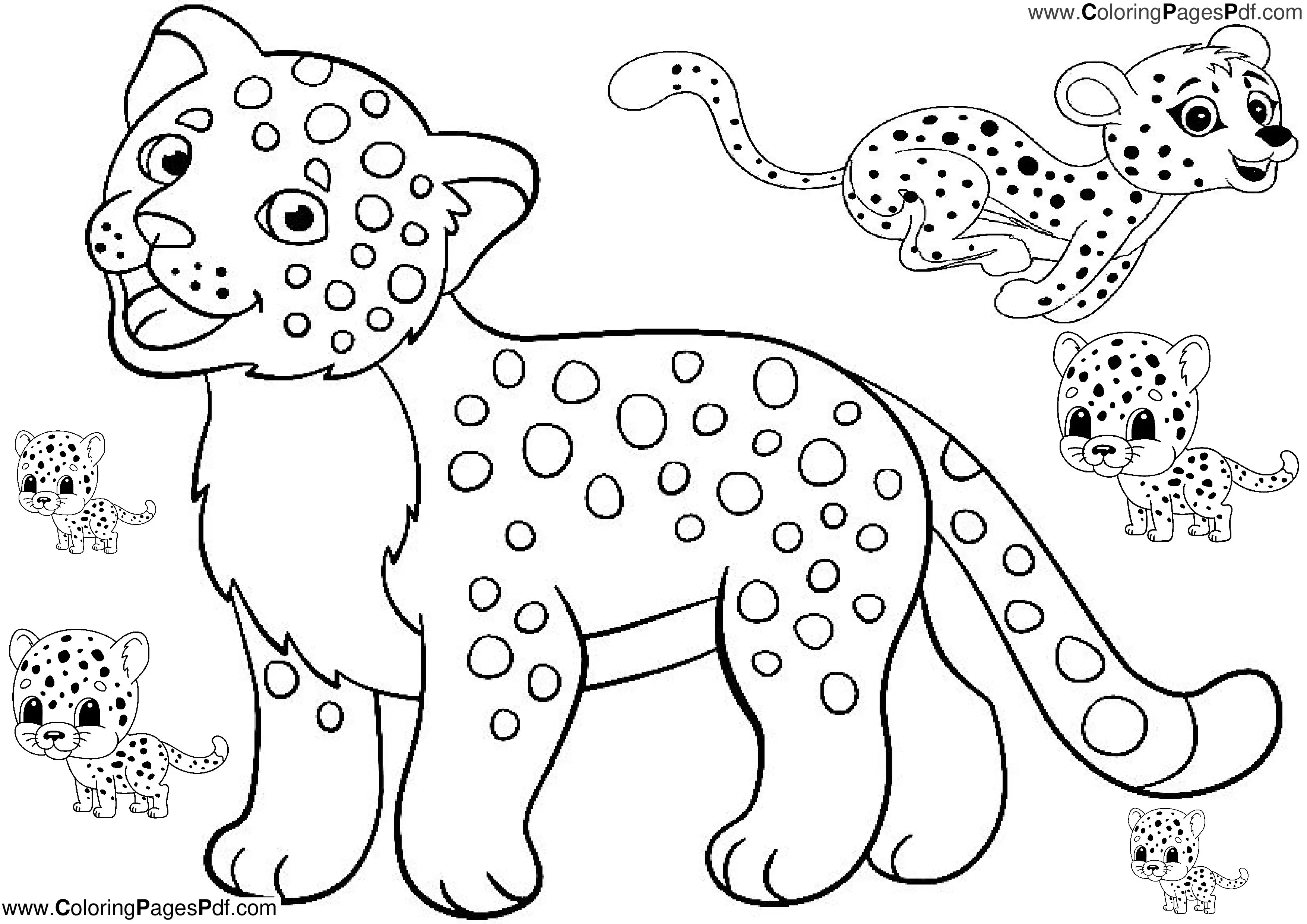 Cheetah coloring pages for kids