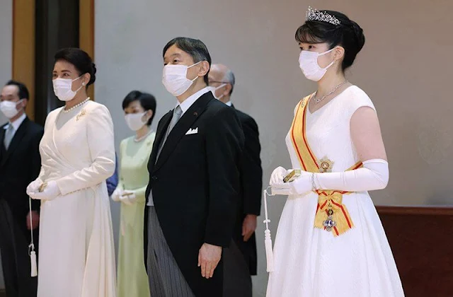 Prime Minister Fumio Kishida, Emperor Naruhito and Empress Masako. Princess Sayako Kuroda diamond tiara