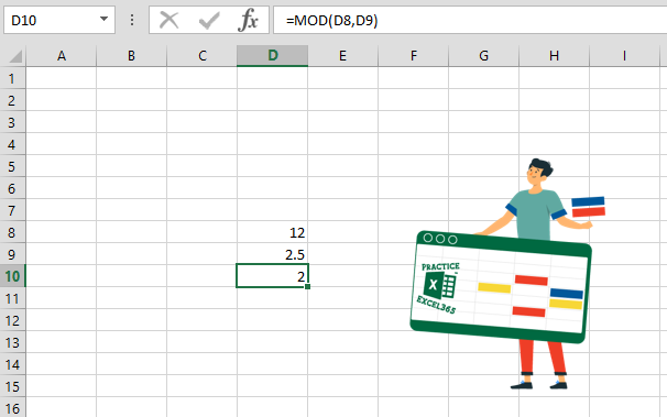 شرح صيغة الدالة MOD في برنامج مايكروسوفت Excel