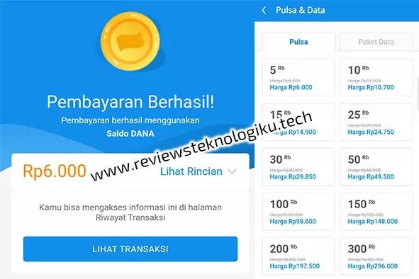 membeli pulsa dengan saldo dana 10 ribu