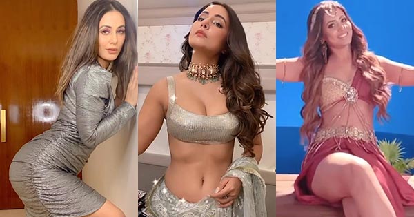 hina khan saree navel sexy body legs hot videos