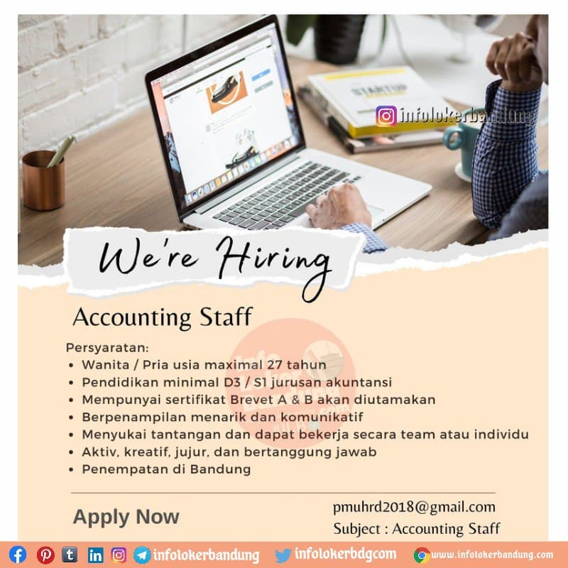 Lowongan Kerja Accounting Staff PT. Putra Martha Utama November 2021