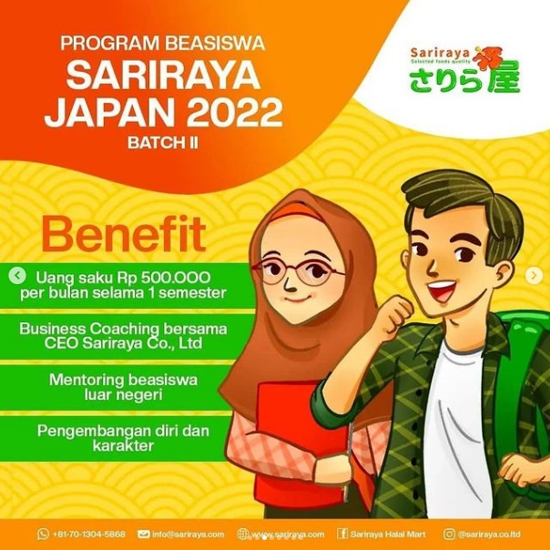 Program Beasiswa Sariraya Japan 2022 Telah Di Buka