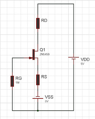 circuit diagram of a JFET biased with two supply source