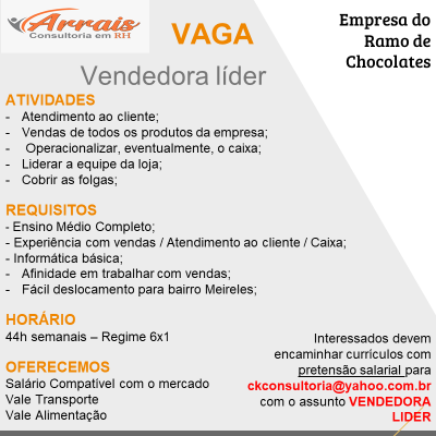 VENDEDOR(A) LÍDER - FORTALEZA/CE