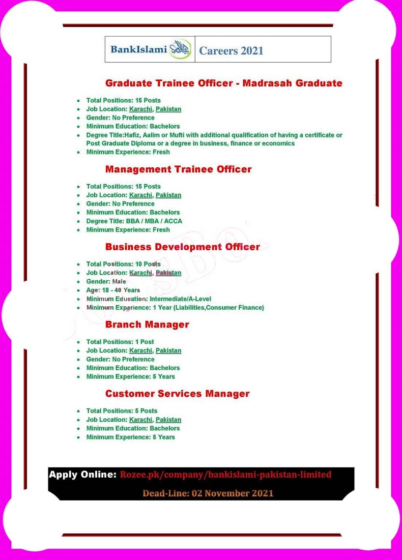 BankIslami New Jobs 2021 – Apply Online at bankislami.rozee.pk