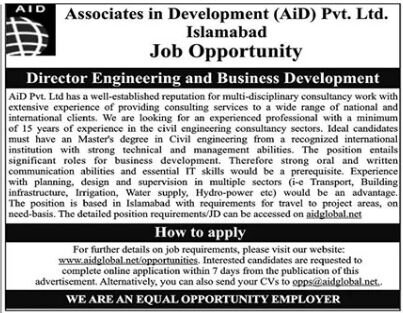Associates in Development (AiD) Pvt Limited Jobs 2022 | Latest Job in Pakistan