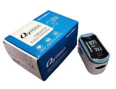 Oxímetro ChoiceMmed y caja OxyWatch, fingertip, pulse oximeter